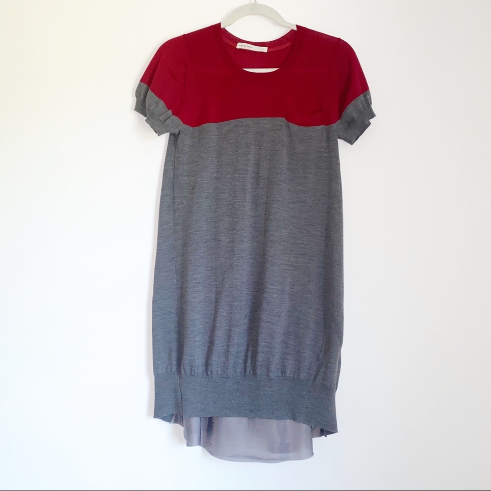 Sacai Luck Short Sleeve Back Switching Sweater Knit Dress